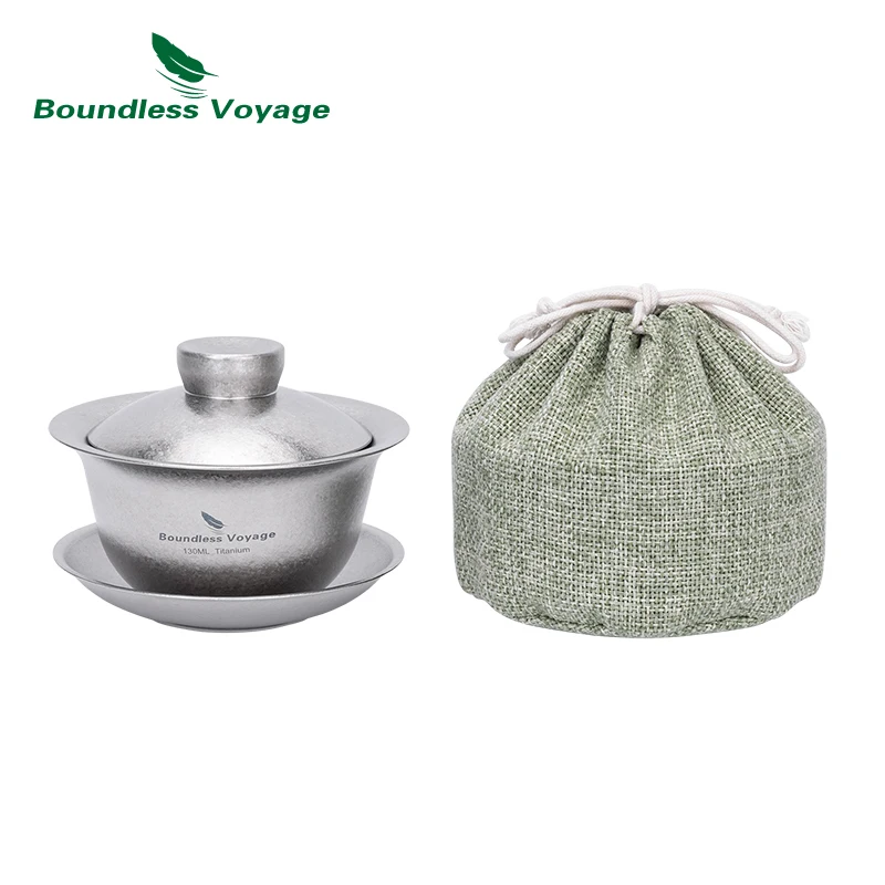 

Boundless Voyage Titanium Double-Walled Teacup Gaiwan Kung Fu Teaset Ultralight Camping Travel Tea Service Cup Ti3144D