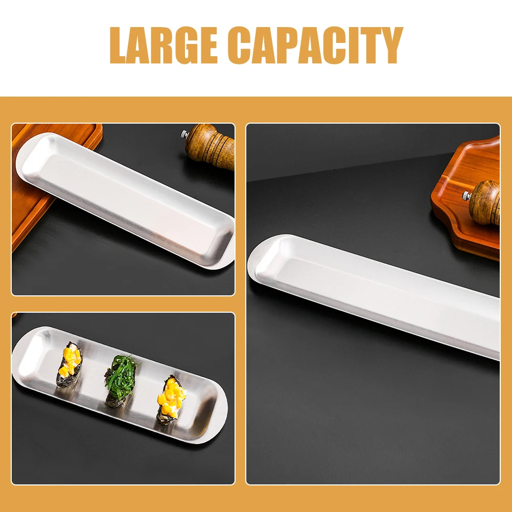 

Stainless Steel Rectangular Tray Thickened Large Capacity Flat Bottom Korean Style Food Sushi Serving Dish Fruit Snack Plate