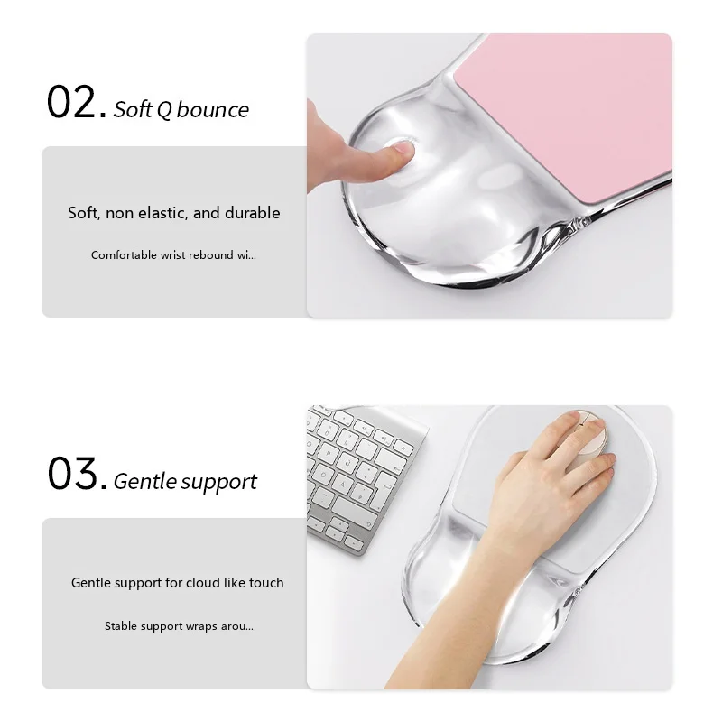 Transparente Silikon-Handgelenkauflage Mauspad Kristall Ergonomische Schreibtischunterlage für Büro und Gaming 12 Farboptionen – Detail 5