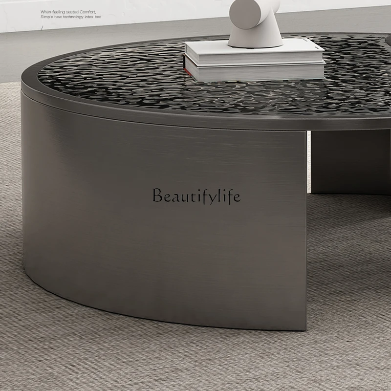 -*Italian minimalist water corrugated tempered glass coffee table size round combination