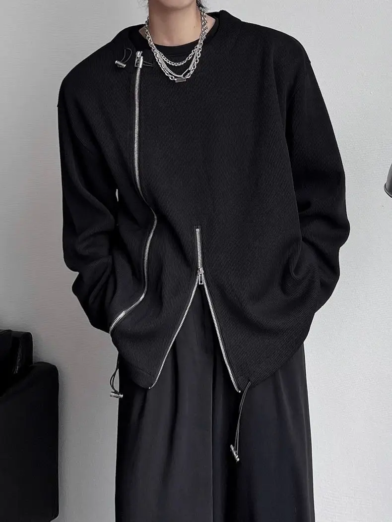 

Designed round neck sweatshirt 2025 spring and autumn men and women casual loose zipper long-sleeved pullover top jacket