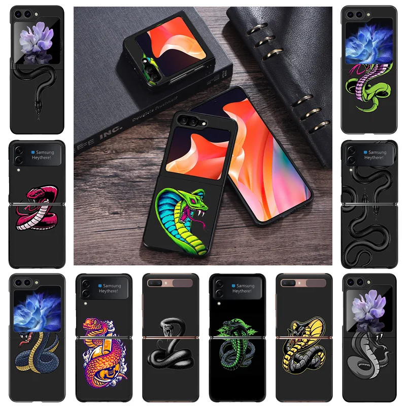 Hard Phone Cases Luxury Snake Cobra Python Cover for Samsung ZFlip6 5G Galaxy Z Flip5 Flip4 Flip3 Flip 6 5 4 3 Shell Fundas