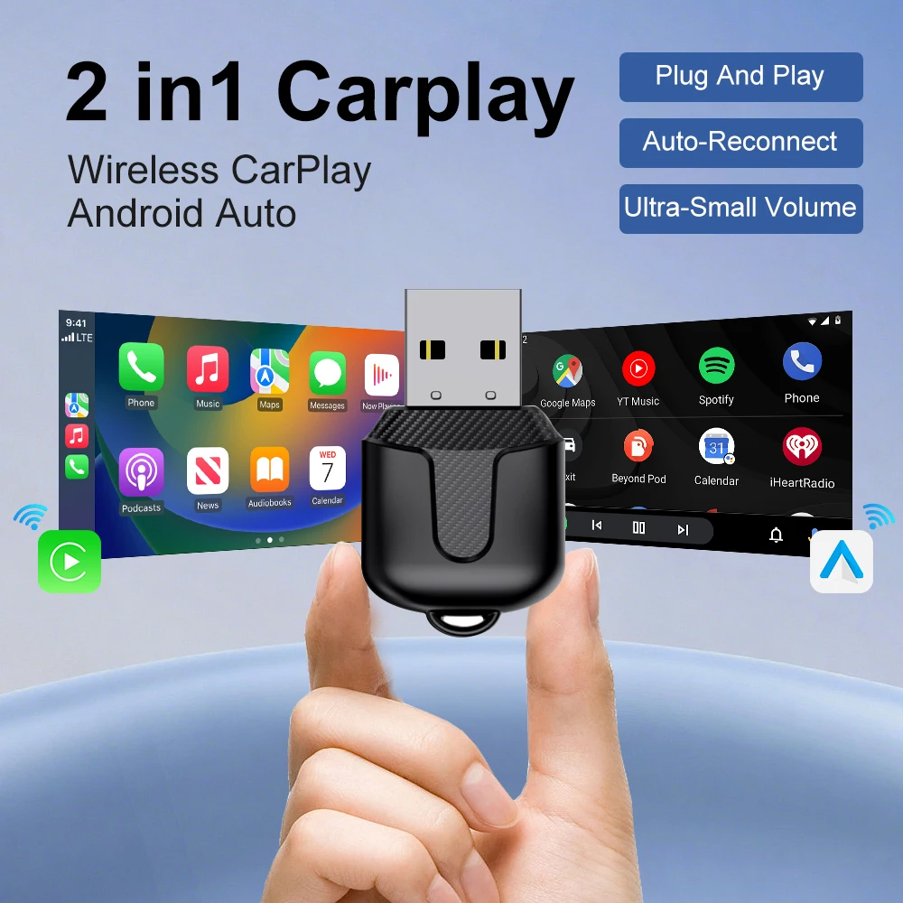 FLIXIVI CarPlay Android Auto-Adapter verkabelt auf kabellosen 5 GHz WiFi5.0, /Typ-C Plug-and-Play, für original kabelgebundene CarPlay/Auto-Autos
