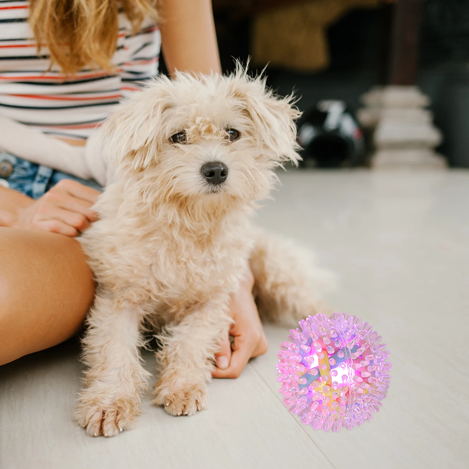 

Pet Glowing Ball Chew Toys Molar Shine Colorful Rubber Indestructible Small Size Luminous Ball Toy Dog Bite Resistant Play Pet