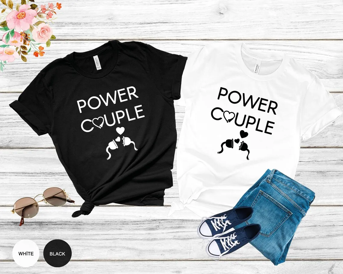 Sugarbaby Power Couple Cotton T-shirt Honeymoon Couple Shirts Valentines Day t shirt Couples Gift Love Tee Matching t shirts