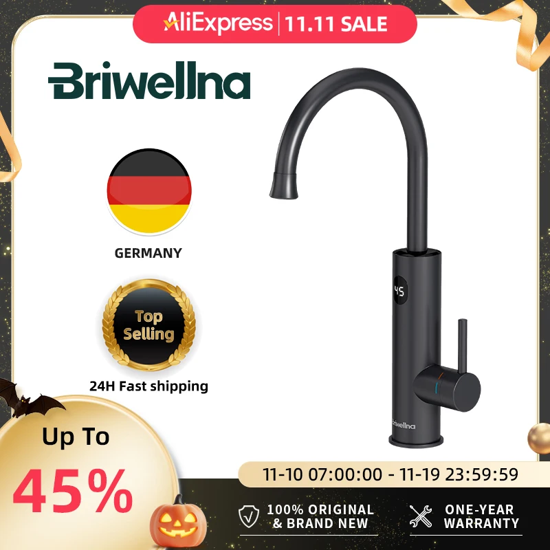Briwellna เครื่องทําน้ําอุ่น Tankless ก๊อกน้ํา 220V ไฟฟ้าน้ําเครื่องทําความร้อนก๊อกน้ํา 360 องศาหมุน Spout เครื่องทําน้ําอุ่นไหล