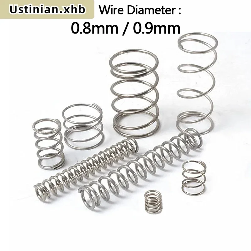

10Pcs Wire Diameter: 0.8/0.9mm, 304 Stainless Steel Spiral Return Compression Spring, Outer Diameter: 3mm-18mm, Length: 5mm-50mm