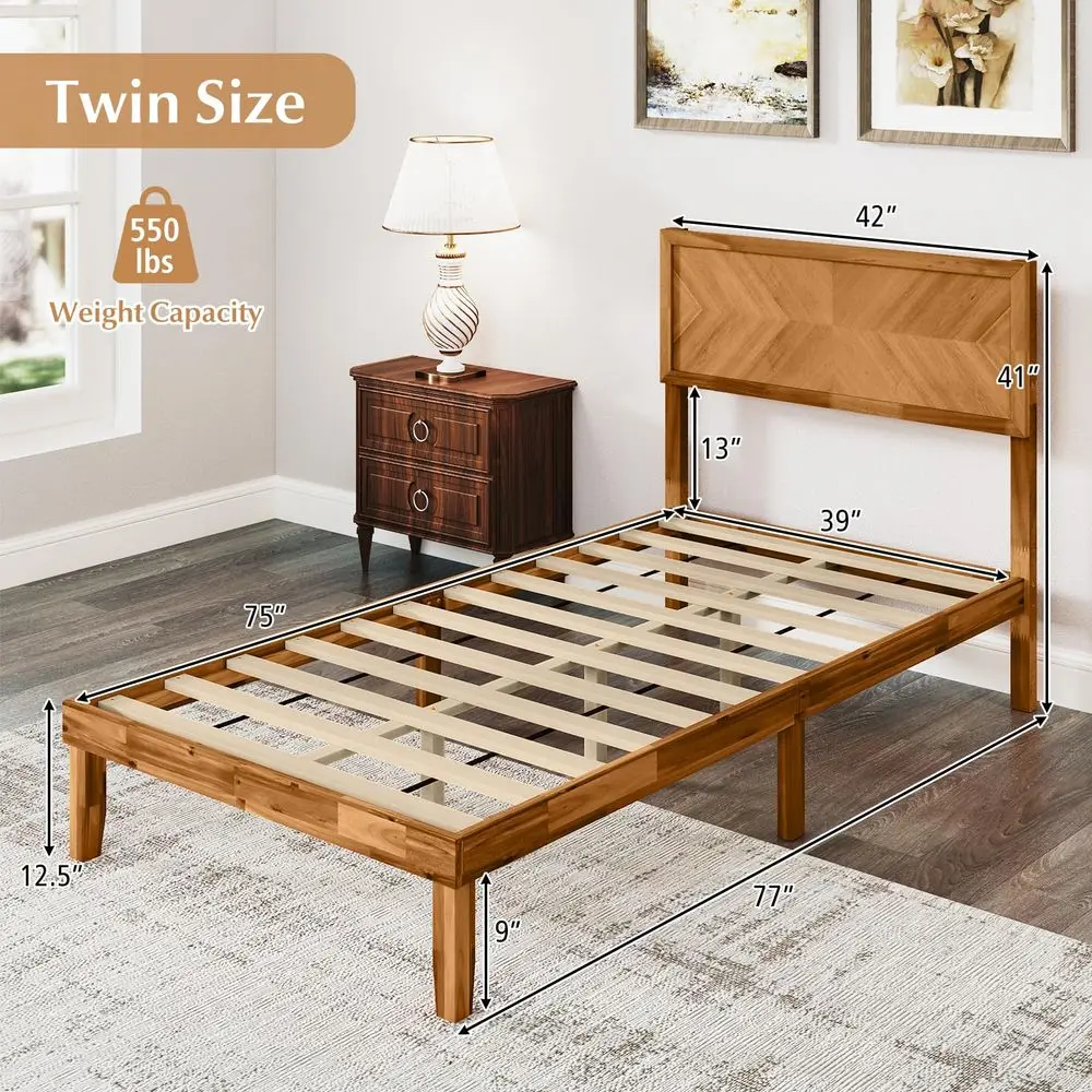 

Двуспальная деревянная кровать с изголовьем, каркас из массива акации, основание с деревянными ламелями и подкроватным хранилищем