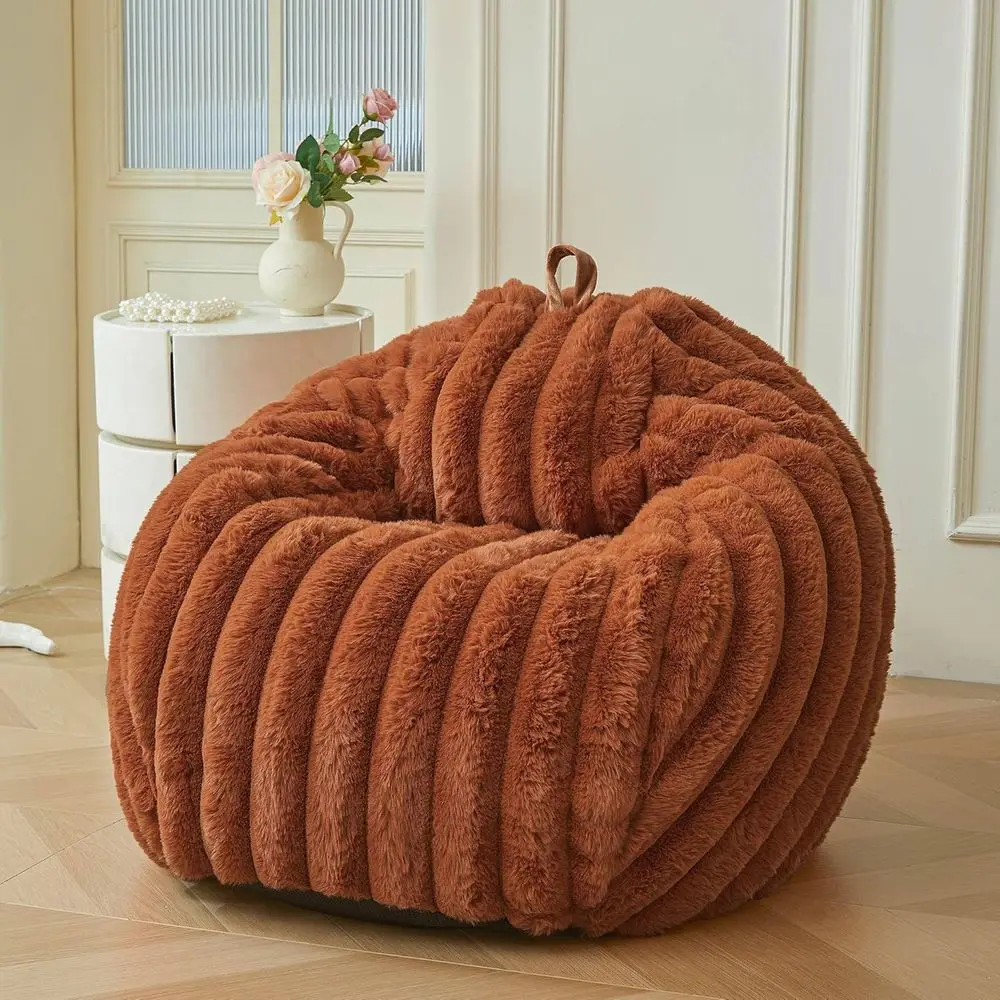 

Чехол для кресла-мешка Luy Aux Rabbit Ur Bean Bag (без наполнителя), уютный плюшевый пушистый полосатый чехол для хранения в виде животного, 3T Uzy Urry Ribbed A