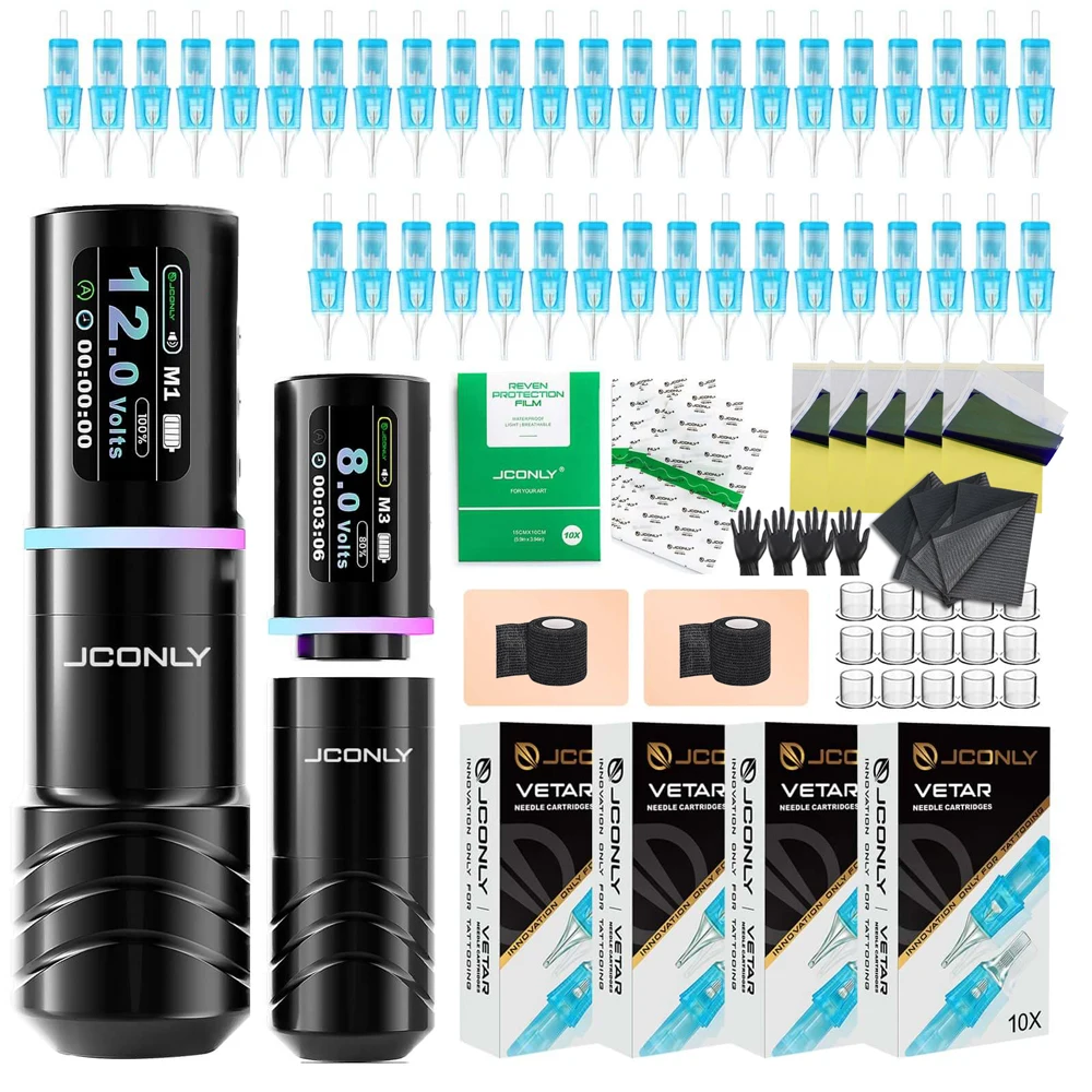 

JCONLY Epoch R4 Wireless Tattoo Machine Pen Kit 3.5/4.2/5.0MM Strokes Wireless Tattoo Kit with 2 Batteries for Senior Artists