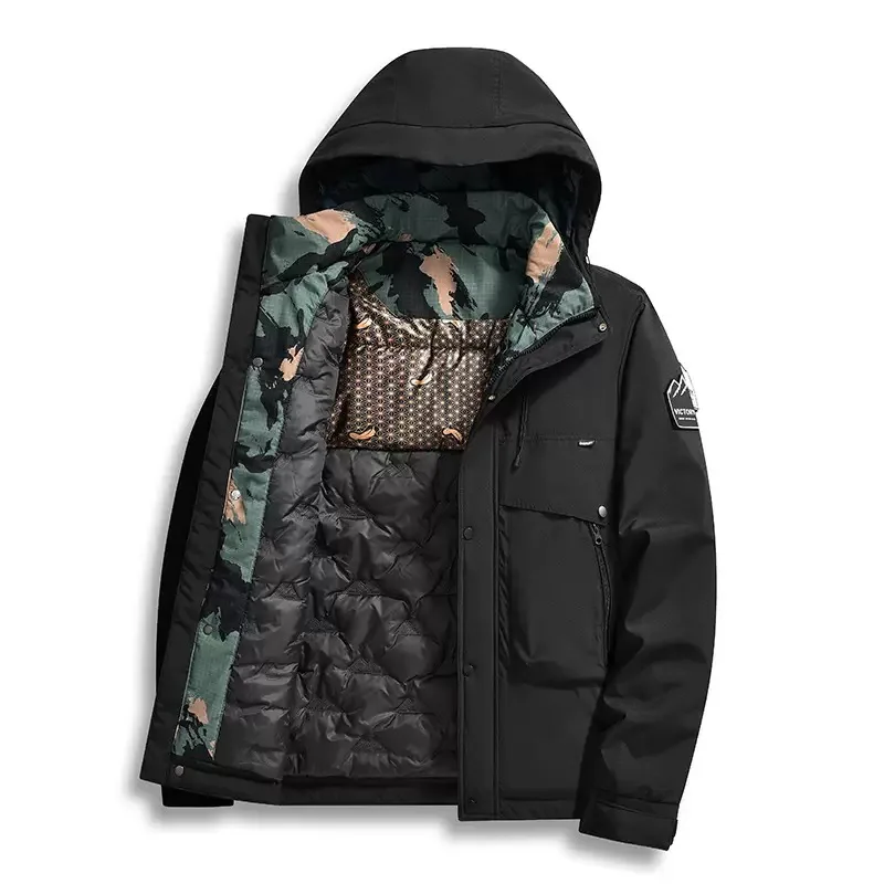 الخريف والشتاء موضة الاتجاه سميكة الدافئة مقنعين القطن وسادة مبطنة الرجال عادية فضفاض الرياضة يندبروف معطف كبير الحجم #1