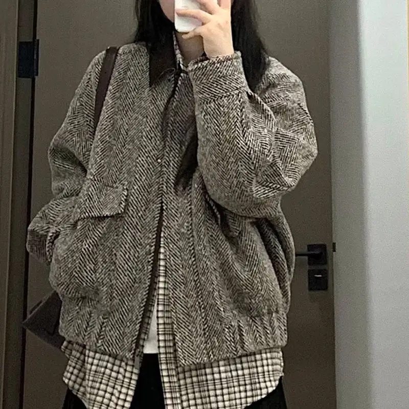 

Gagarich 2025 г., американская куртка с воротником в стиле ретро, студентка, осенний новый дизайн, свободный универсальный повседневный бейсбольный наряд, модный