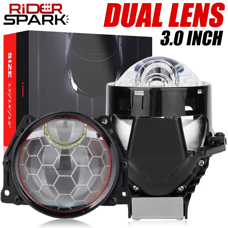 

3.0 Bi Led Projector Lenses For Hella 3R Headlight With Soccer Itch Lens High Beam Laser LED Spotlight Car Motorcycle Tuning Kit