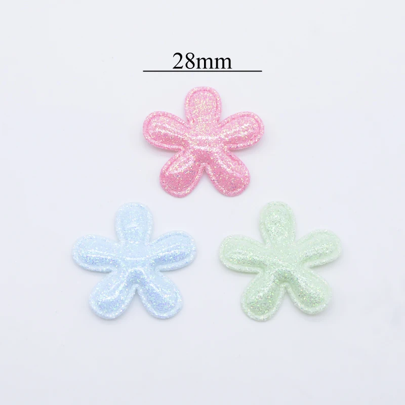 50Pcs 28mm Bling PU Leather Flower Applique for Clothes Hat Sewing Patches DIY Baby Headwear Spinki do włosów Bow Decor Akcesoria