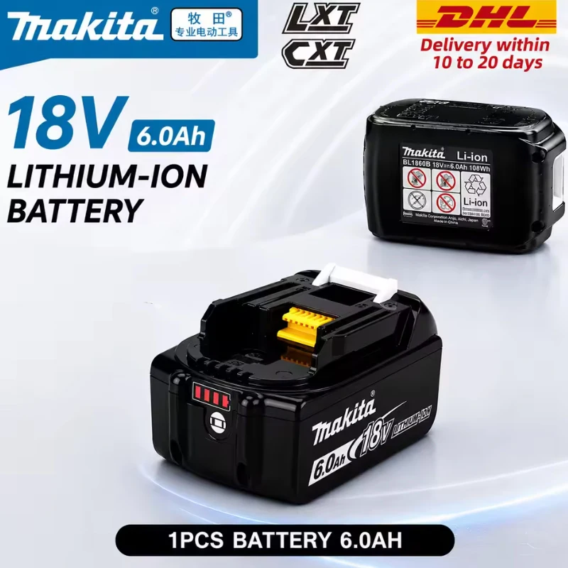 Batteria al litio di ricambio 100% originale Makita 18V 6Ah per batterie Makita 18V BL1860B BL1840 BL1850B BL1850 BL1860 DDF487