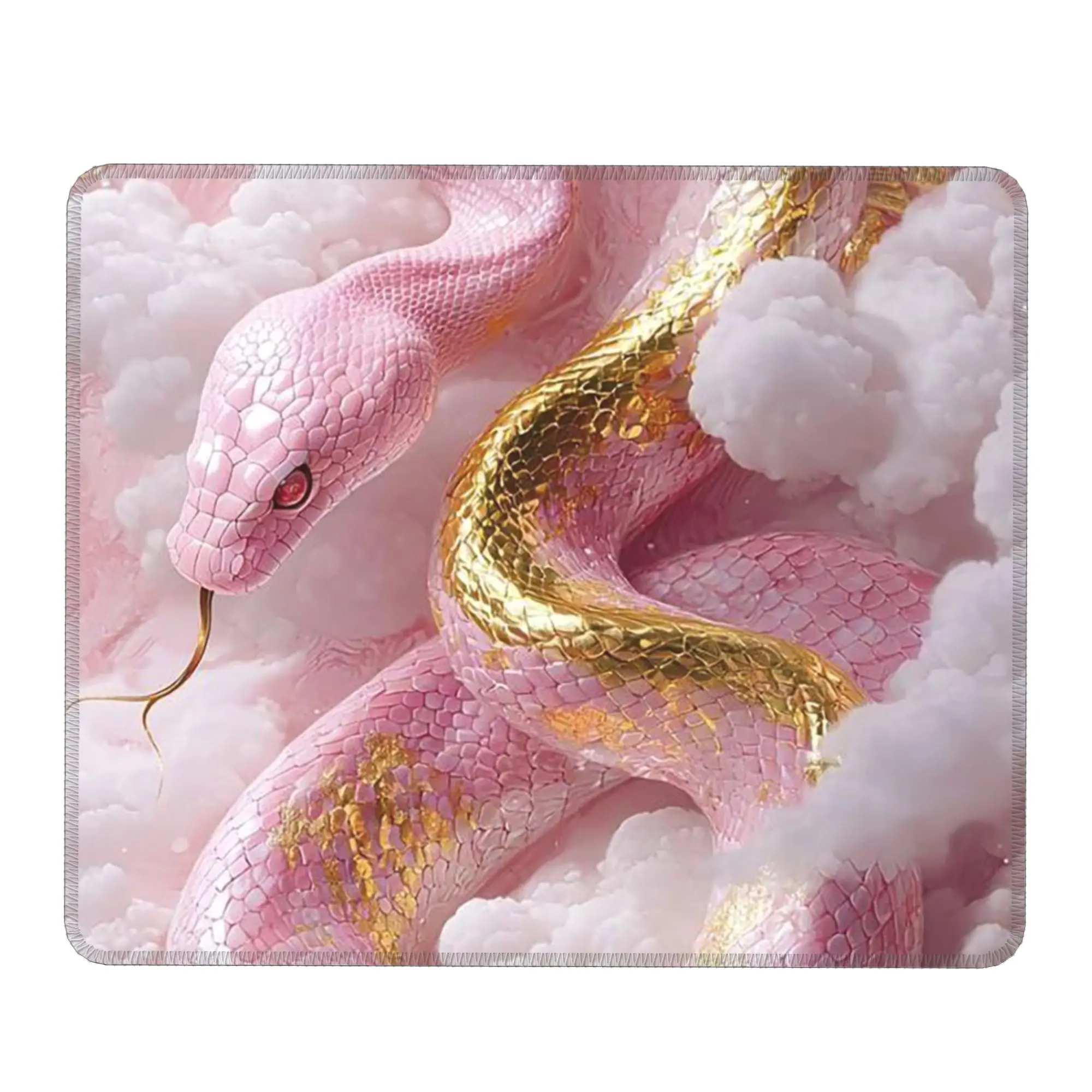 Golden Pink Cool Little Snake Mouse Pad Computer Keyboard Mouse Mat Gamer PC Laptop Desk Mat Office Accessories Table Mats