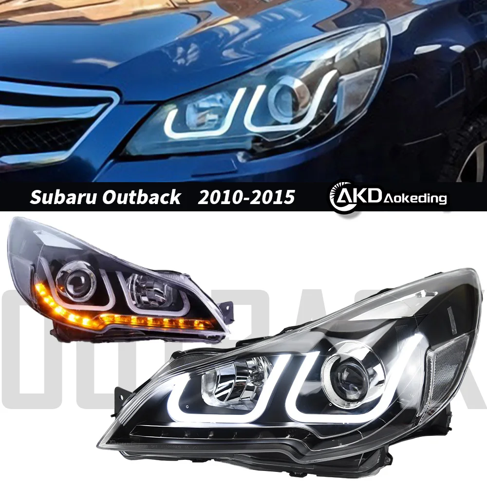 2 PCS Auto Car Head Light Parts For Subaru Outback Legacy 2010-2015 LED Lamps Headlight Replacement DRL Dual Projector Facelift