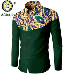 Dashiki camicia da uomo africana camicia con stampa camicia da uomo stile Ankara manica lunga monopetto Design colletto camicie da uomo A2212005