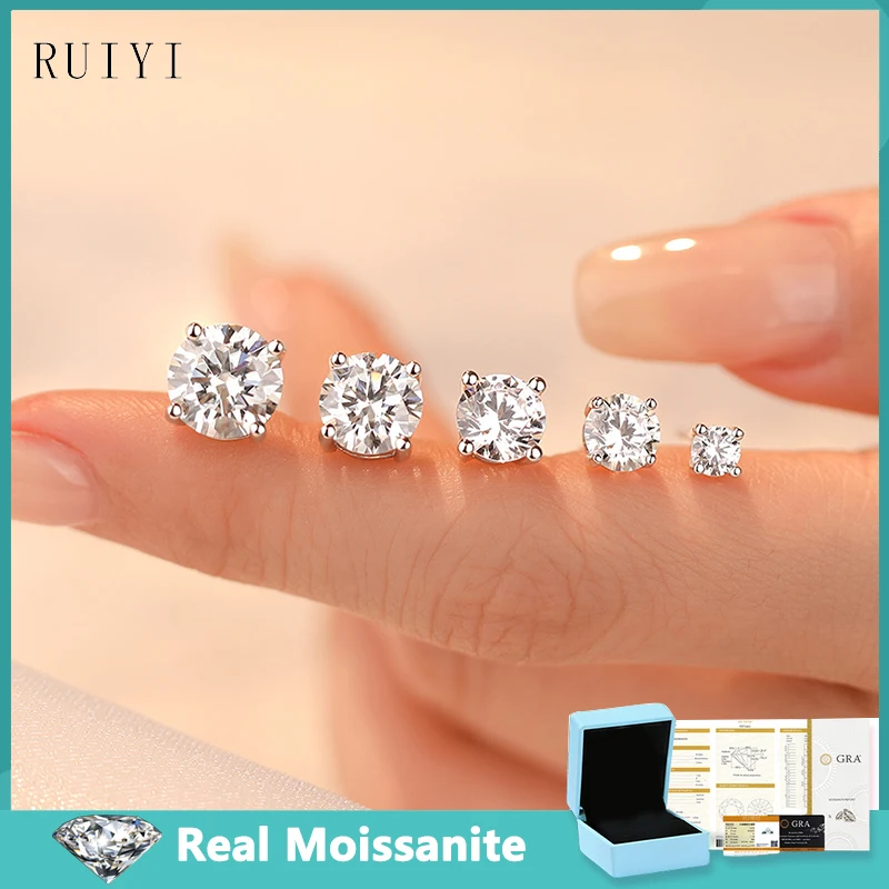 

Classic Four Claws Moissanite Stud Earring 0.3-2ct D Color with Certificate S925 Sterling Silver Diamond Earrings For Women Men