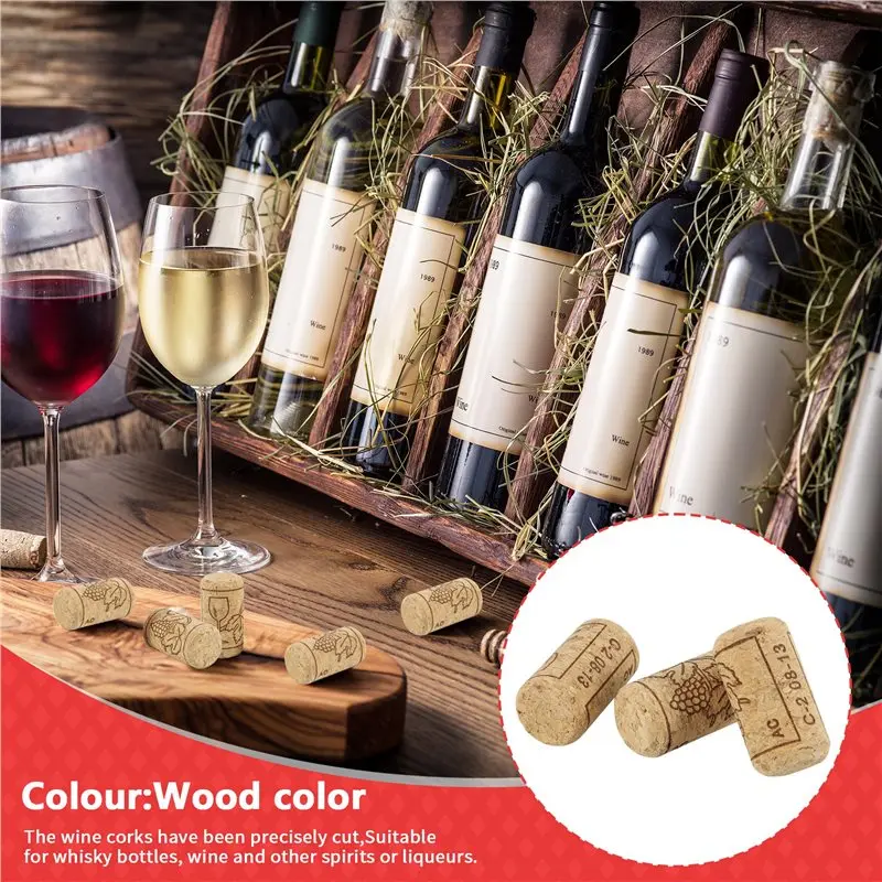 ABZL 50 Pcs Wine Cork Sealing Wine Cork Wine Bottle Stopper Bar Tool Bottle Closure Wooden Sealing Cover