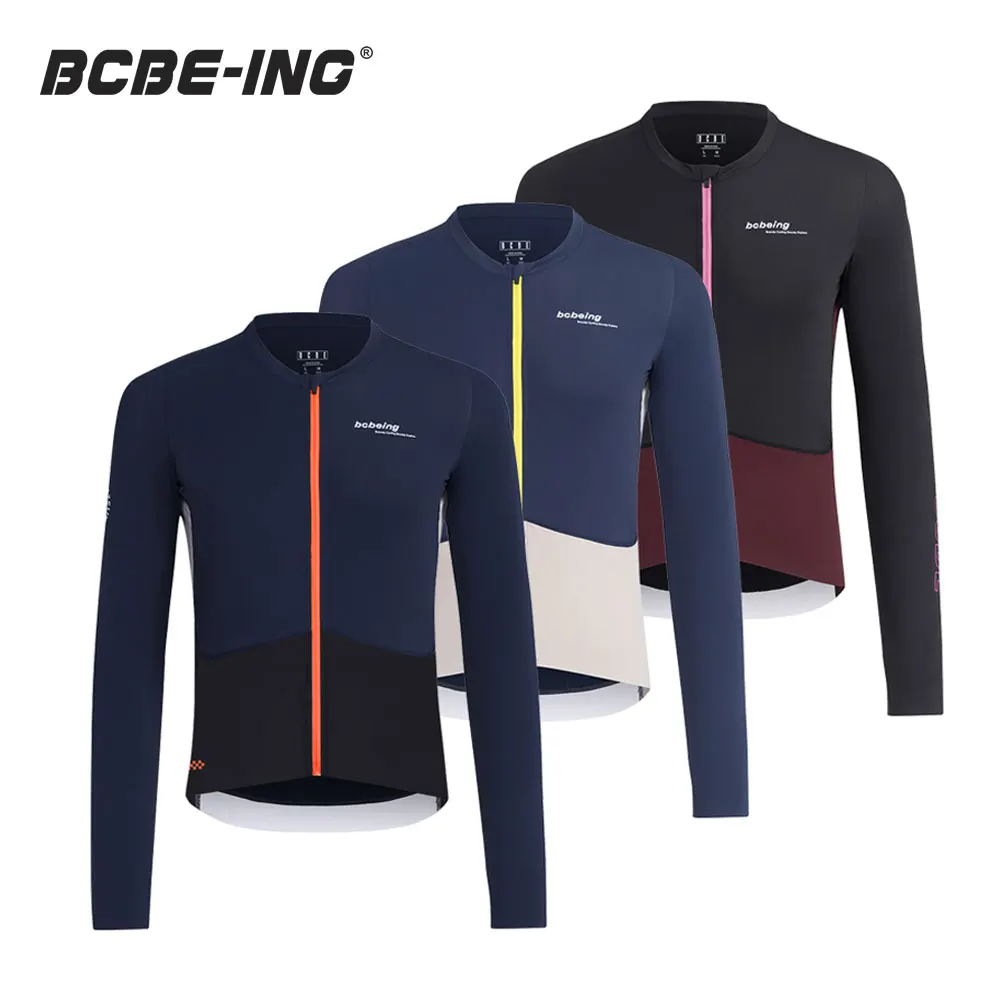 

BCBE-ING Men Cycling Jersey Long Sleeve Lightweight Aero Slim Fit Cycling Jersey Pro MTB Road Bike Shirts Tops Cuff fit Design