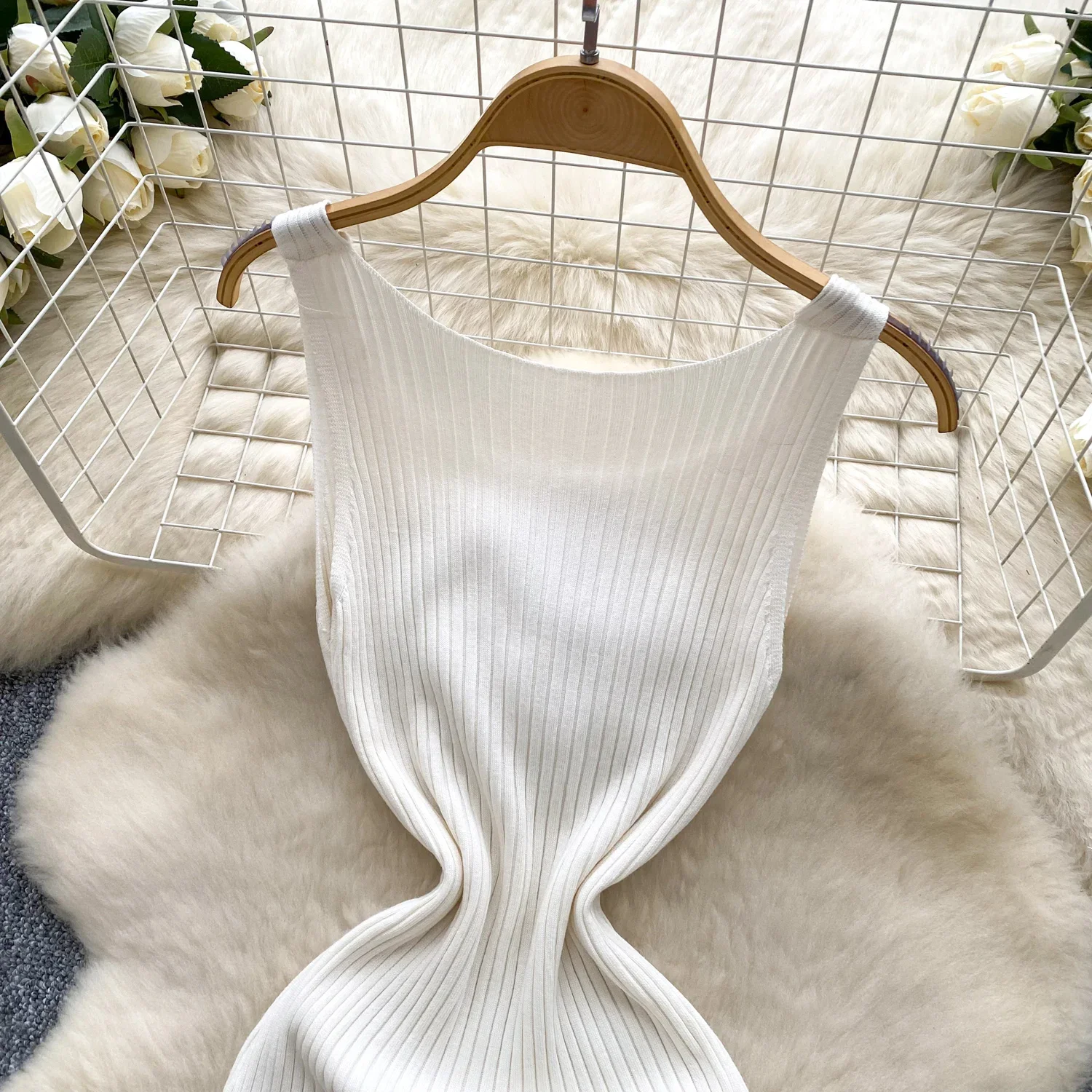 2025 New Sexy Kniiting Chic Dresses Women Sleeveless O Neck Bodycon Solid Slim High Quality Elastic Basics Maxi Long Tank Dress
