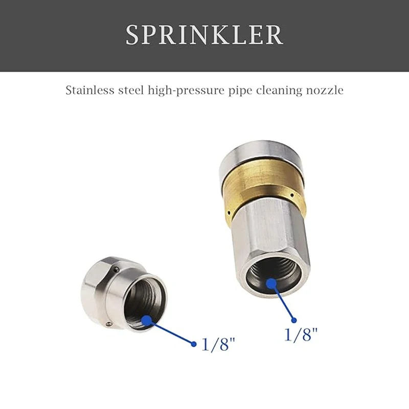 G1/8 Sewer Jet Nozzle for Pressure Washer Hose Jet Cleaning Drain (1 Front 3 Rear and Rotating 3 Rear) 5000 psi