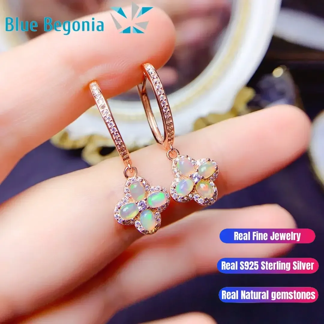 Natural Opal Earrings for Women Anniversary Gift Fine Jewelry 925 Sterling Silver Girl Friend 4*5MM 5*7MM Gemstones