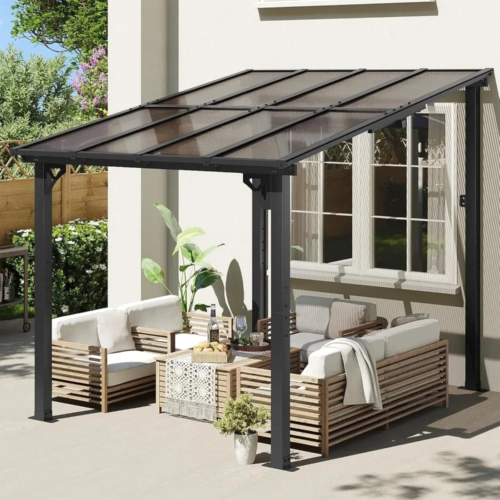 Custom Made Heavy Duty Wall-Mounted Gazebo Large Outdoor Terrace Awning with Aluminum Frame for Patio & Garden Outdoor Carport