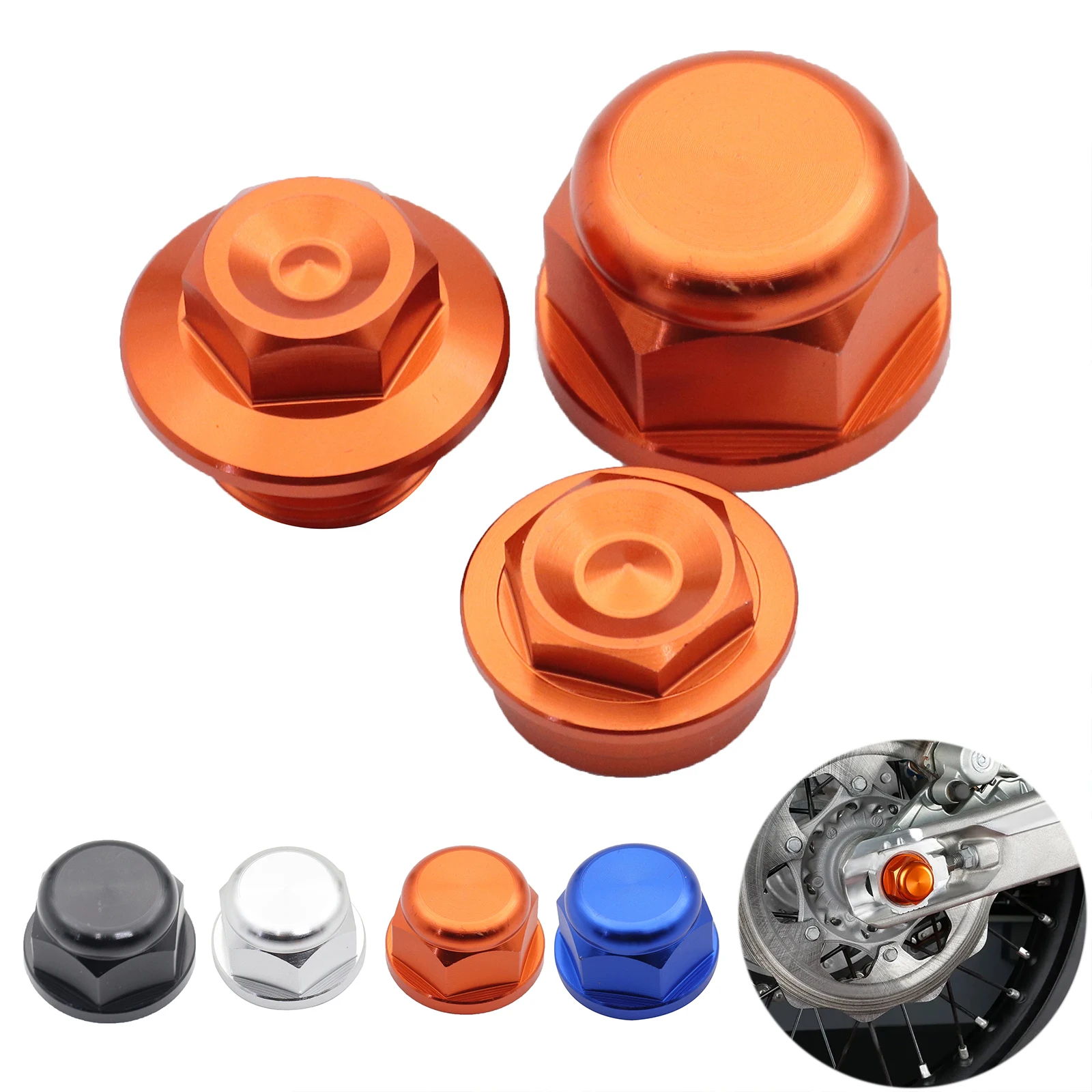 

CNC Front Wheel Lock Nut Bolt Rear Chain Adjuster Axle Block Wheel Axle Nut Cocer For KTM EXC EXCF XC XCF XCW SX SXF 85-530 2022