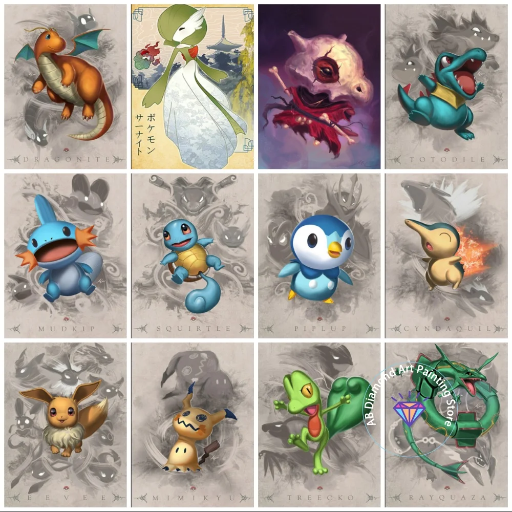 

Pikachu Eevee Cute Anime AB Diamond Painting Kit Square Round Diamond 5D DIY Cross Embroidery Handmade Art Adult Gift Home Decor