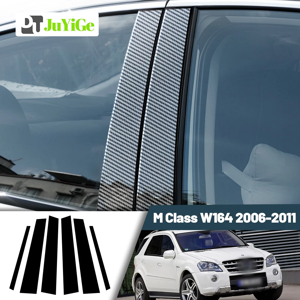 

Glossy Black Carbon Fiber Window Door Deal B C Pillar Post Cover Sticker For Mercedes Benz M Class W164 2006-2011 2007 2008