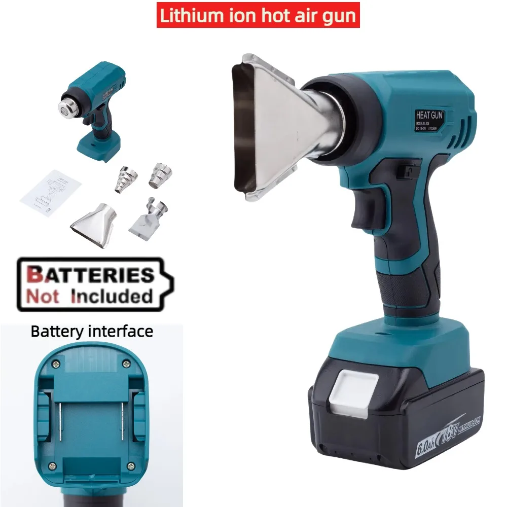 

360W Lithium Ion Hot Air Gun for Makita 18V LXT Battery with 4 Nozzles Wireless Plastic Car Mounted Film Baking Gun(NO Battery)