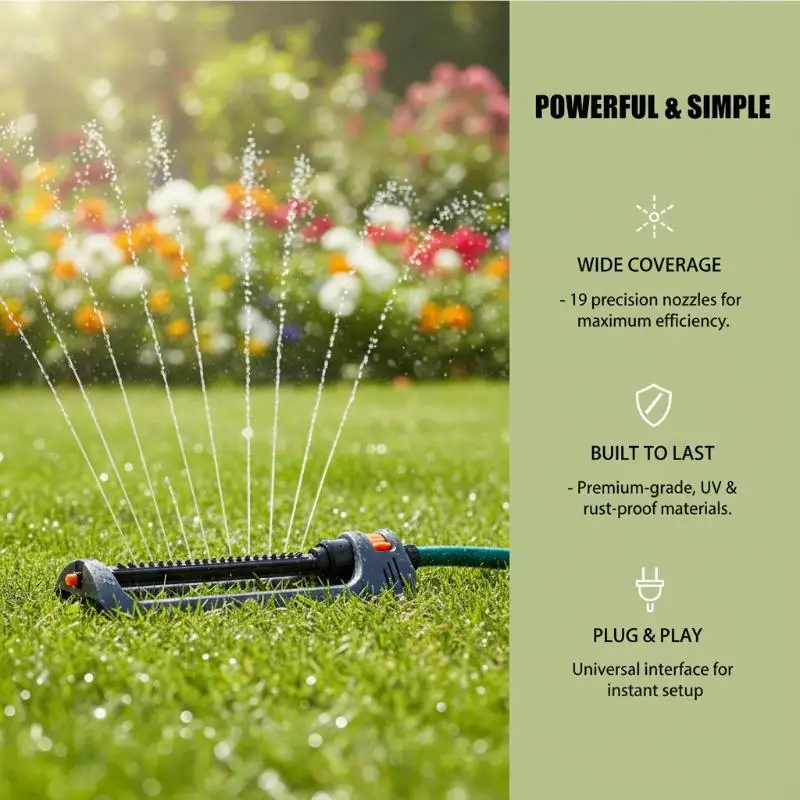 Efficient Water Distribution Irrigation Tool Garden Sprinkler Adjustable Flow Control Customizable Spray Pattern For Garden Use