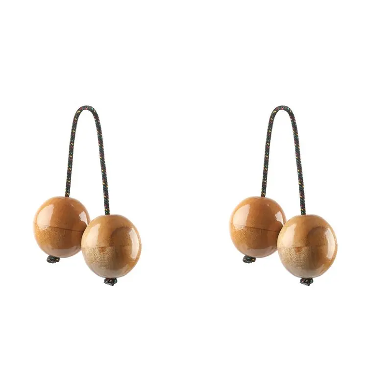 A06F-2 Pack Wooden Kashaka Shaker , Asalato Instrument Rhythmic Ball African Asalato Shaker Rhythmic Balls B