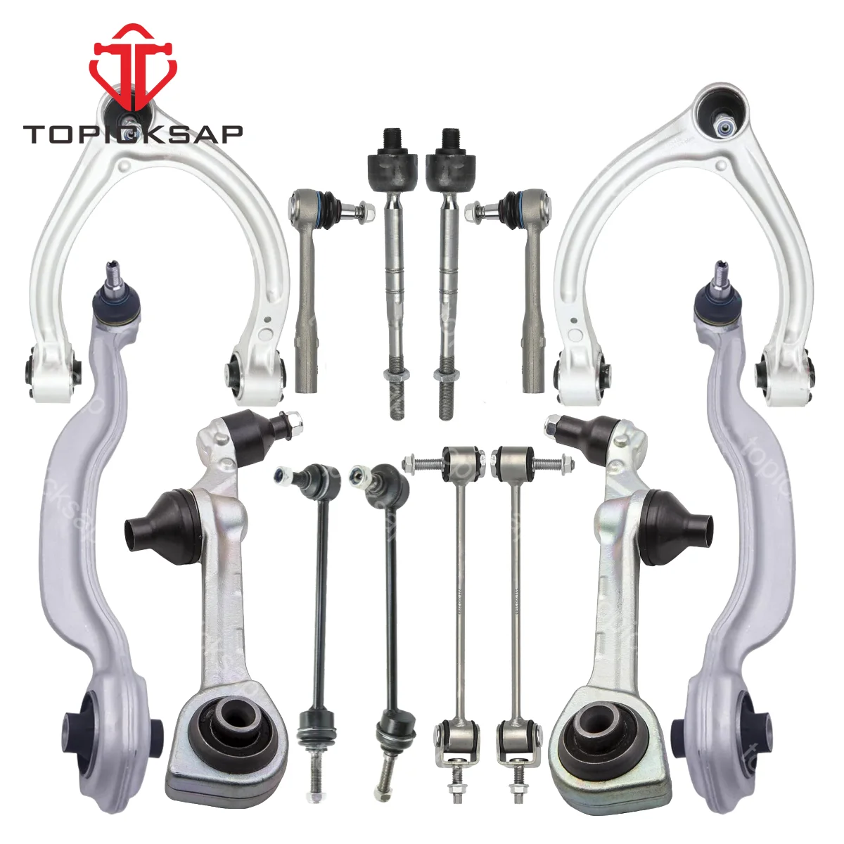 TOPICKSAP Front Lower Upper Control Arm Ball Joint Stabilizer Link Tie Rod Kit for Mercedes Benz W221 C216 S350 S450 2005 - 2013