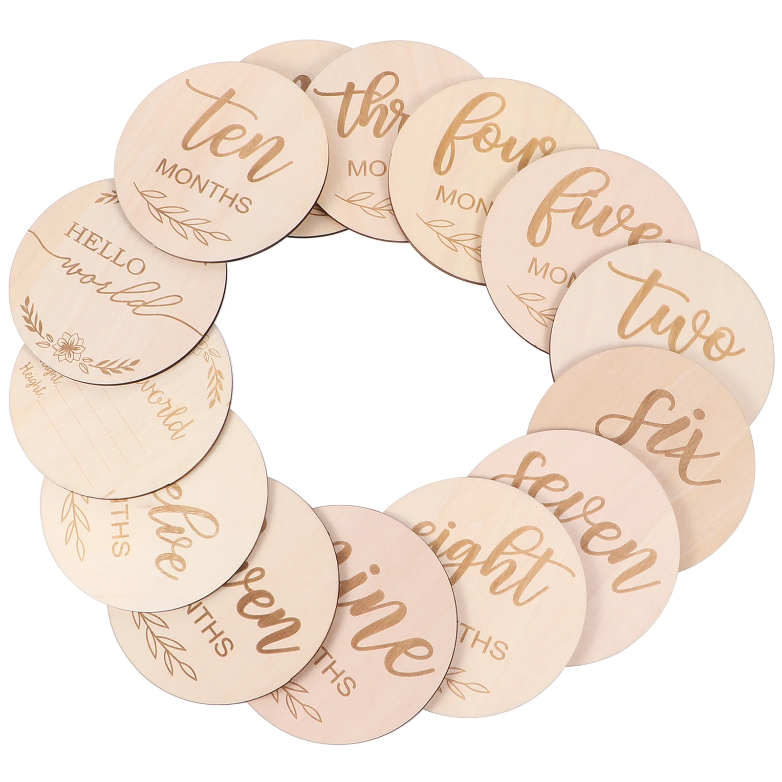 

1 set Monthly Wooden Cards for Baby Photography Prop Natural Wood Baby Milestone Cards Gifts Newborn Photo Accessories