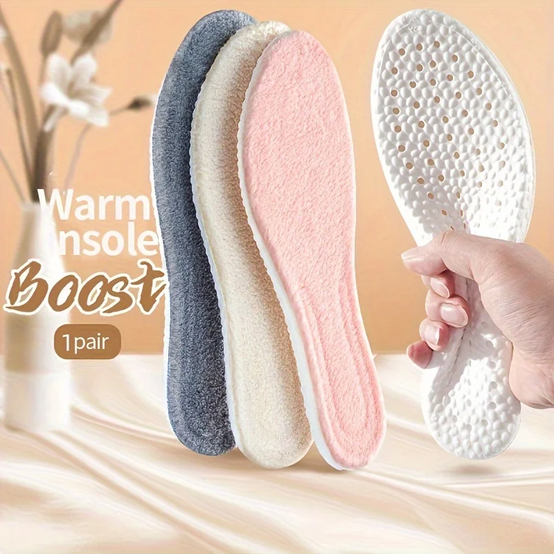 Thicken Thermal Winter Sport Insoles Warm Soft Comfortable Breathable Plush Shoes Pad Accessories Feet Care Cushion For Winter