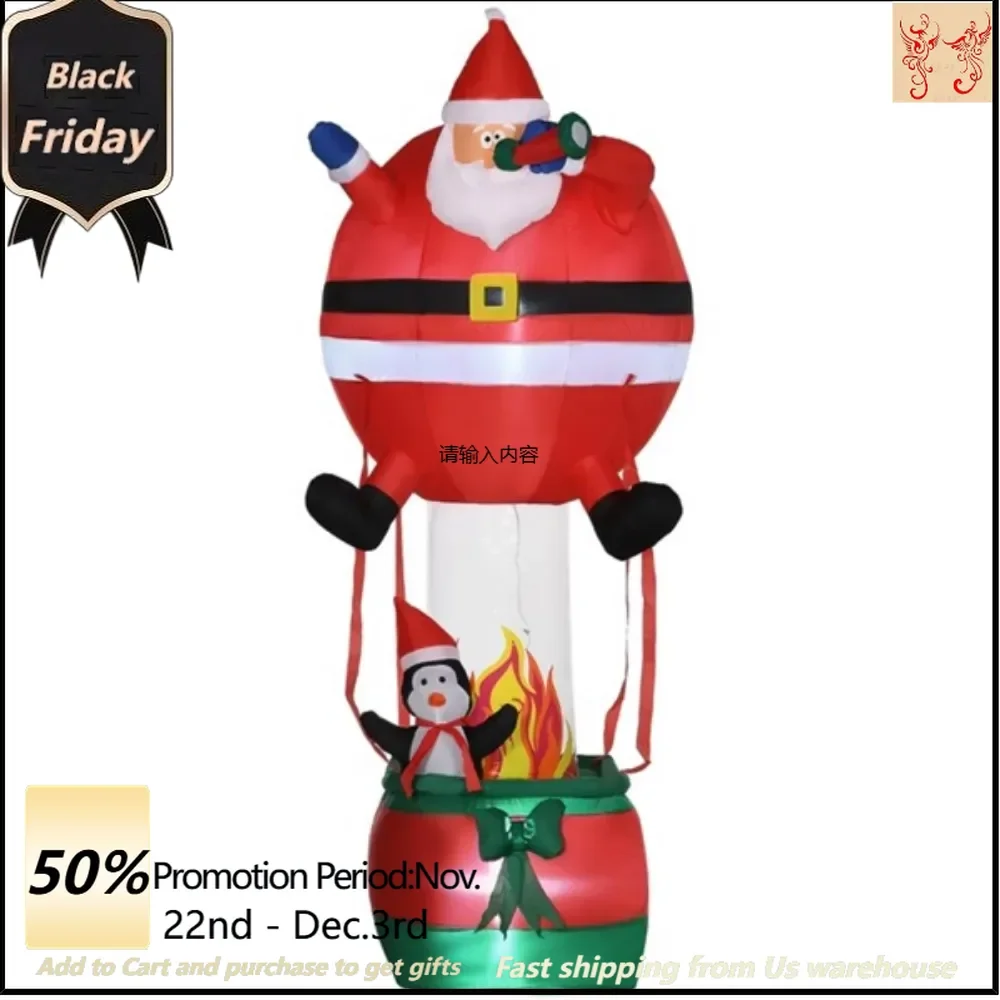 

Santa Claus Hot Air Balloon Brings a Cohesive Christmas Display with Penguin Toys White LED Lights Create a Magical Effect