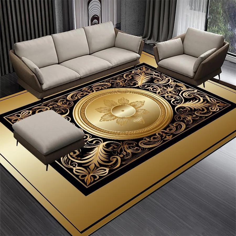 

Luxury Gold Carpet tapis salon European Decor Carpets for Living Room Sofa Chair Floor Mat Home Room Bedside Rug Non-slip 러그 카페트