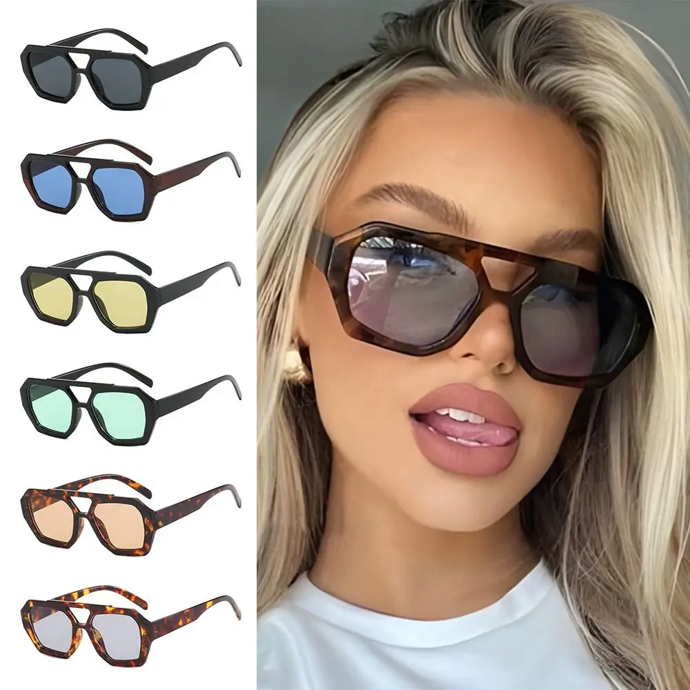 

Square Driving Sunglasses Hexagonal Designer-Inspired Double Bridge Sun Glasses UV400 Protection Summer Eyewear