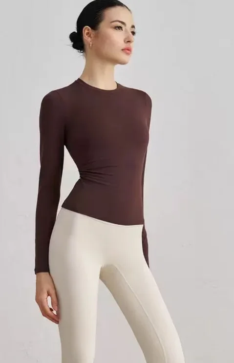 Nahtlose Sport-Langarmshirts für Damen, Lässiges Outdoor-Oberteil, Fitness-Bekleidung, T-Shirt, Yoga-Shirt, Push-Up-Workout-Kleidung für Damen – Detail 12
