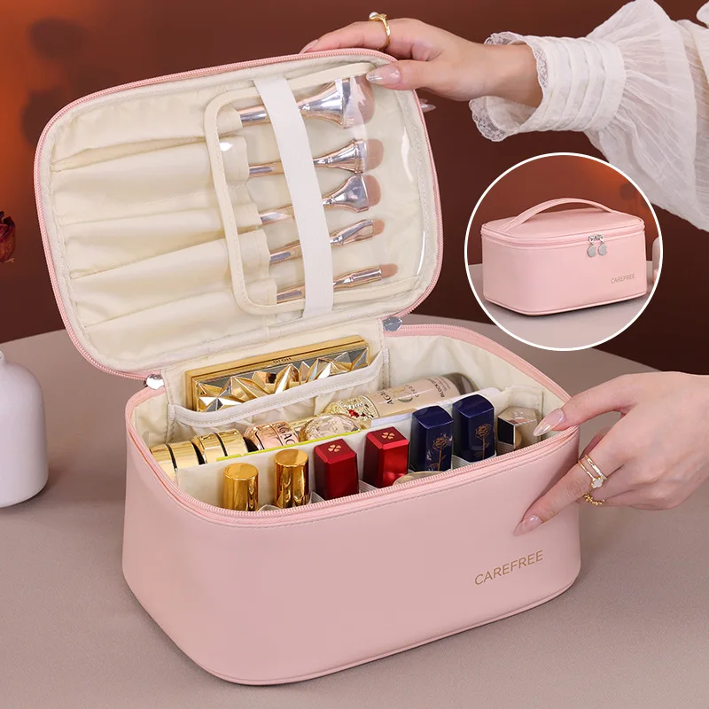 Women's PU Cosmetic Bag - Portable Travel Makeup & Toiletry Organizer, Travel essential toiletries storage bag