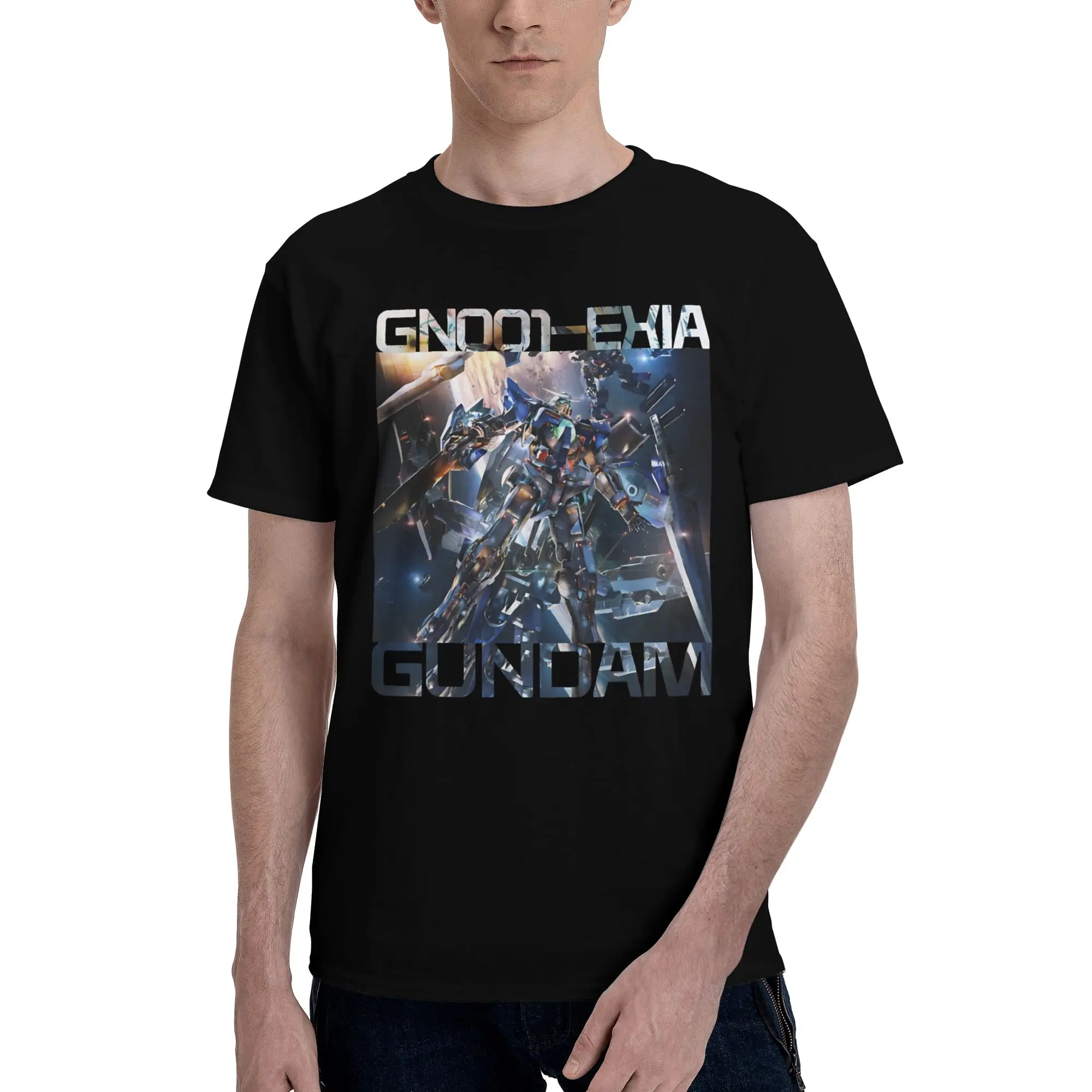 gn001 exia Gundam Graphic Футболка из 100% хлопка Bandai Gundam, футболки для мужчин