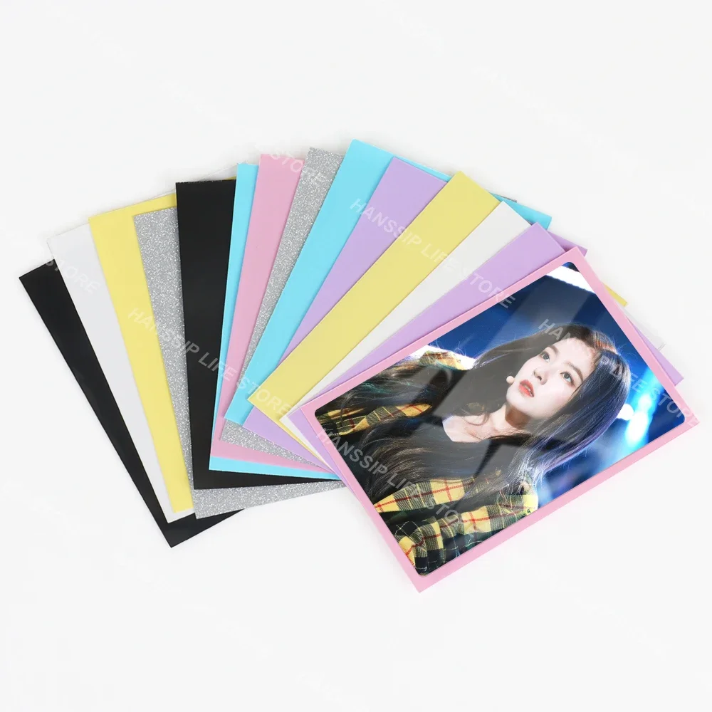 50pcs/Pack Kpop Card Sleeves Holder Transparent Card Film Solid Back Colorful Sleeves Photocard Holder Game Cards Protector