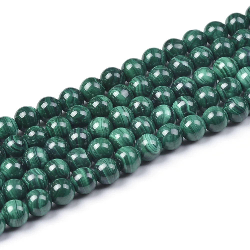 

Genuine Natural Malachite AAA Gemstone Round Loose Beads for Jewelry Making DIY Bracelet