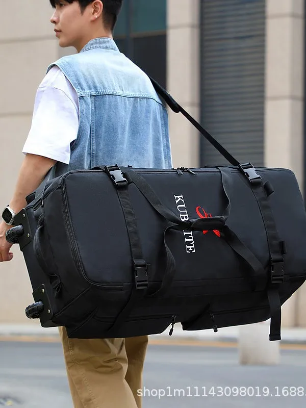 100L Wheeled Travel Duffle Bag, Handheld, Convertible Backpack, Outdoor Luggage Bag, Clothing Storage Bag, Large Capacity