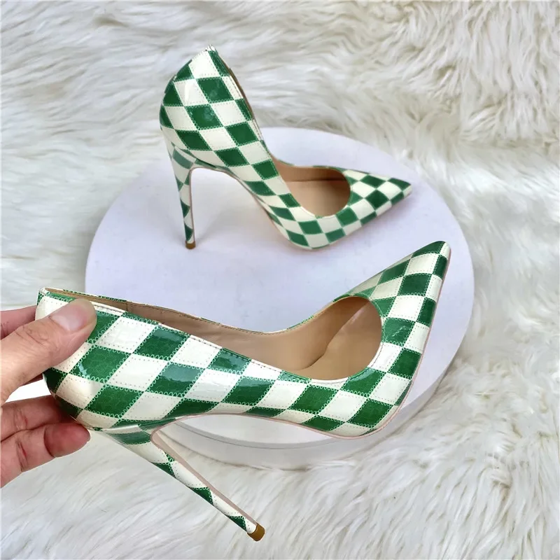 Casual Women Pumps PU 12CM Stiletto 2022 New Color Blocked Pointed Shallow Mouth Single Shoe Soft Leather Woman Shoe Black White