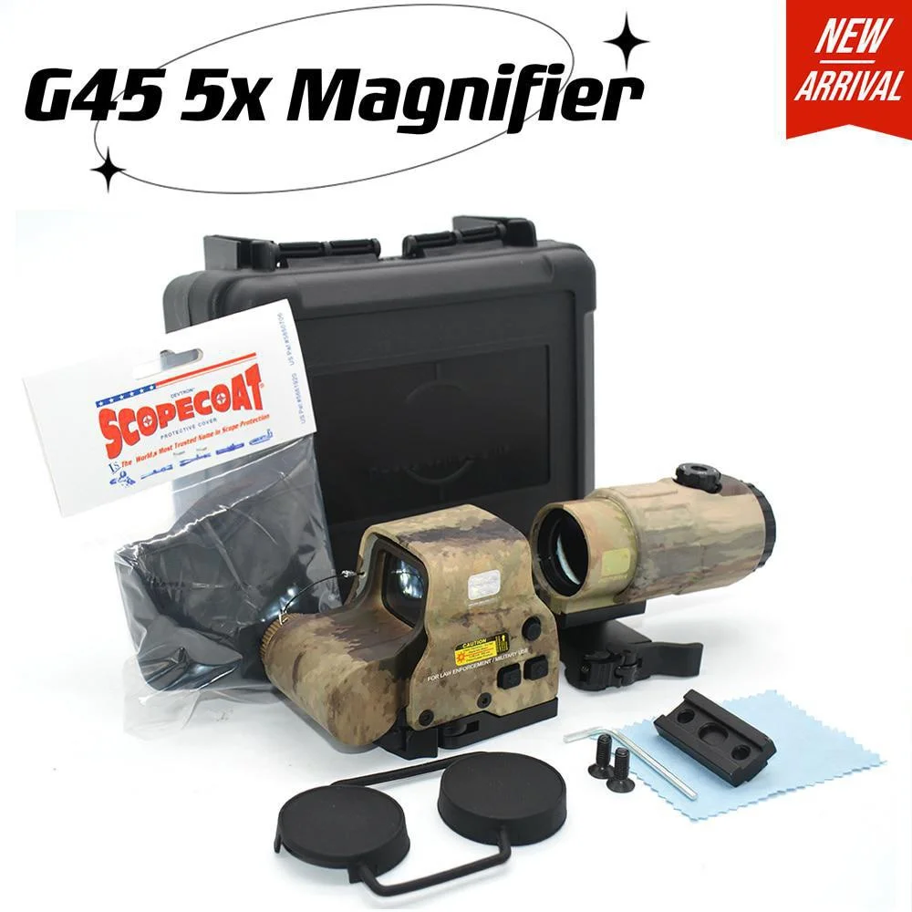 

G45 5X Magnifier With 558 Red Dot Combo Scope Optics QD Mount Weaver Fit 20MM Rail Mount Tactical Airsoft Wargame