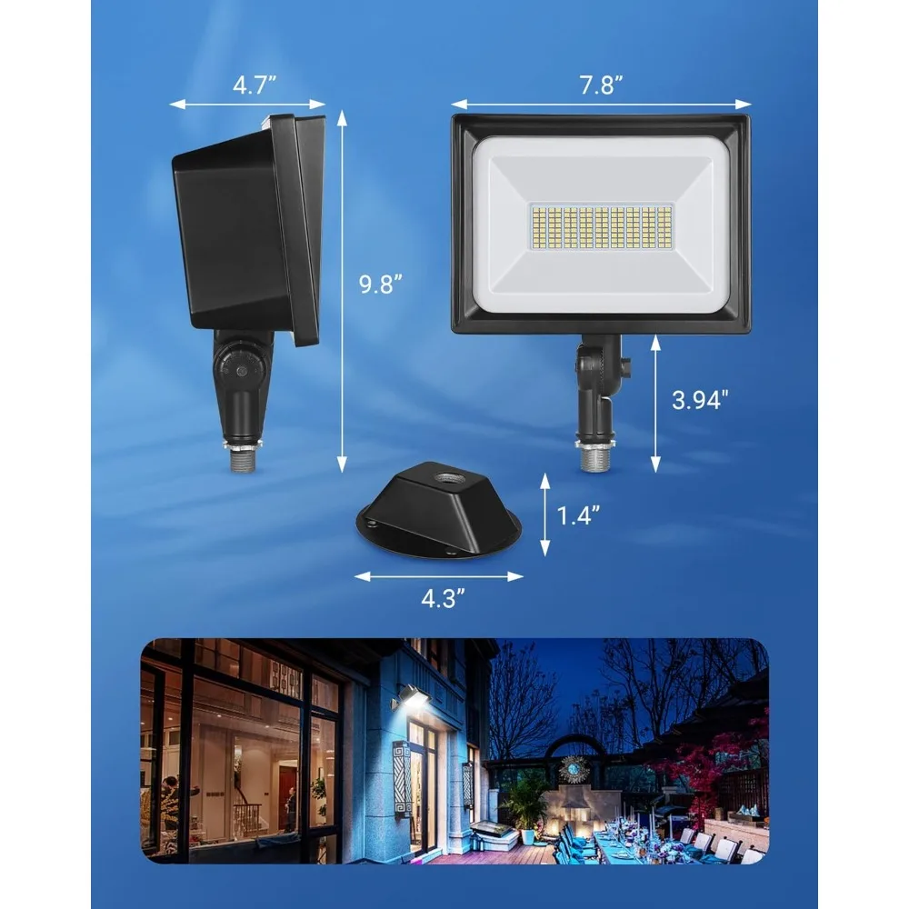 2-Pack 65W LED كشاف ضوء خارجي، 6670 LM أضواء أمنية فائقة السطوع يمكن التحكم فيها، IP65 مقاومة للماء، مصابيح كاشفة 5000K #6